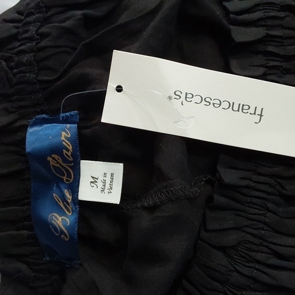 Blue Rain/Francesca's Black Tunic off/ on shoulder Statement Floral sleeves Sz.M - Picture 10 of 11